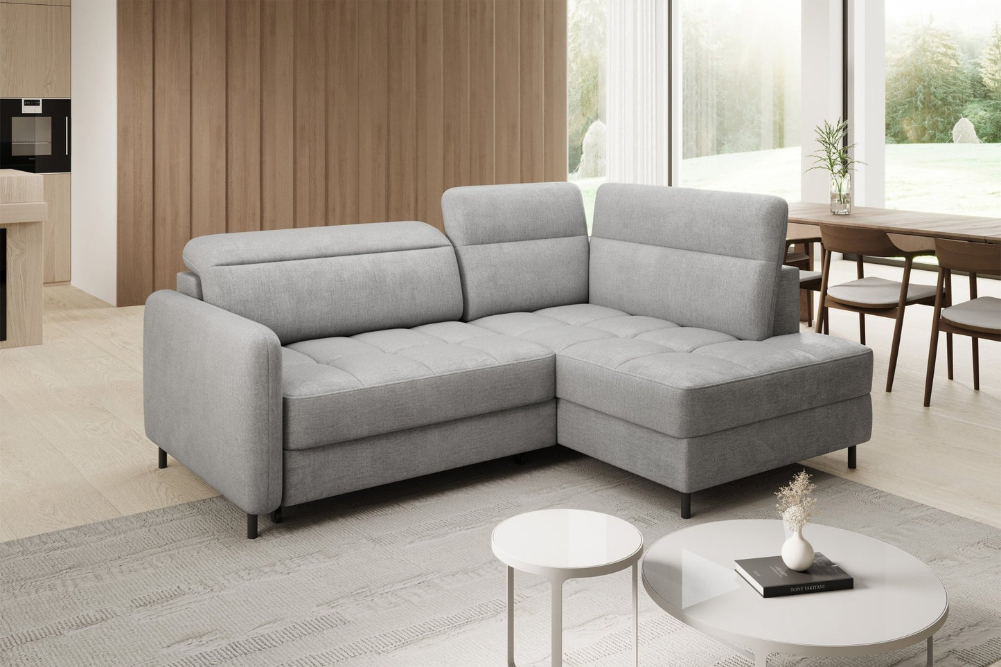 Barea 3 Seater Storage Sleeper Chaise Sofa - Light Grey - Couch Potato