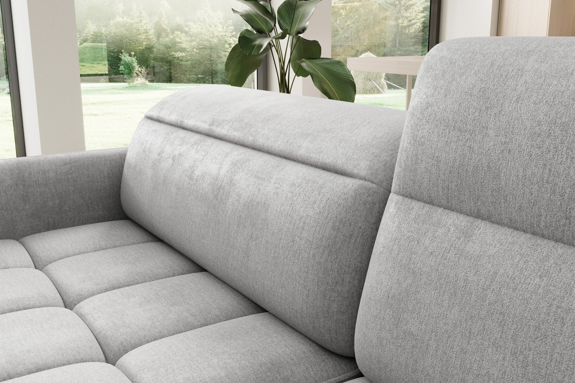 Barea 3 Seater Storage Sleeper Chaise Sofa - Light Grey - Couch Potato