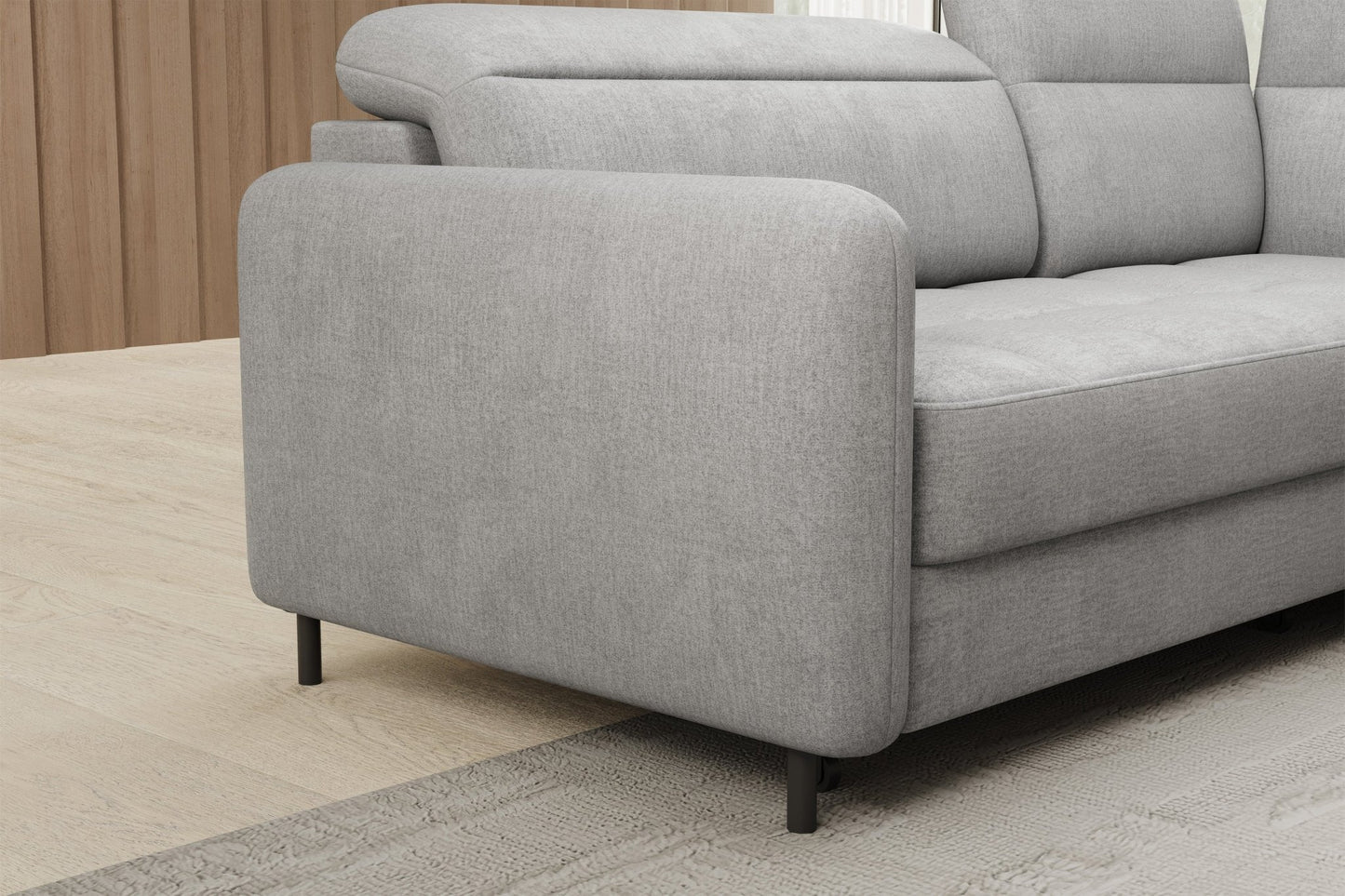 Barea 3 Seater Storage Sleeper Chaise Sofa - Light Grey - Couch Potato