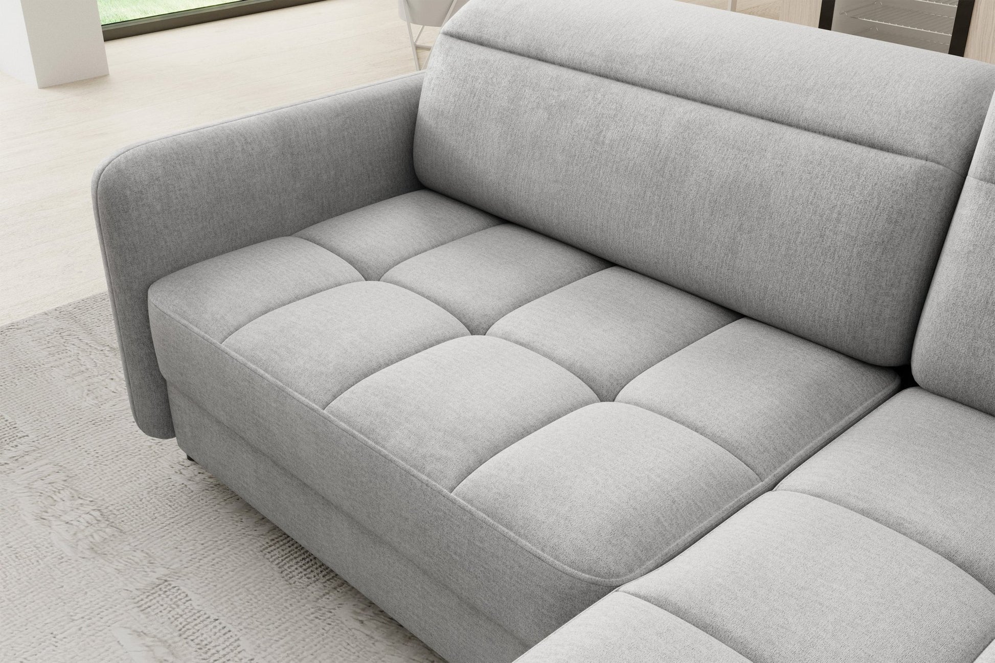 Barea 3 Seater Storage Sleeper Chaise Sofa - Light Grey - Couch Potato