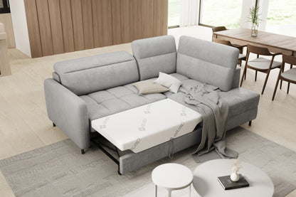 Barea 3 Seater Storage Sleeper Chaise Sofa - Light Grey - Couch Potato