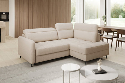 Barea 3 Seater Storage Sleeper Chaise Sofa - Beige - Couch Potato