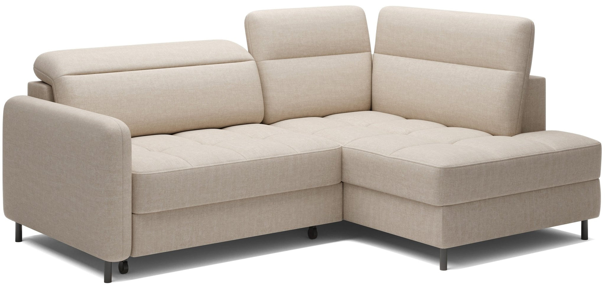 Barea 3 Seater Storage Sleeper Chaise Sofa - Beige - Couch Potato