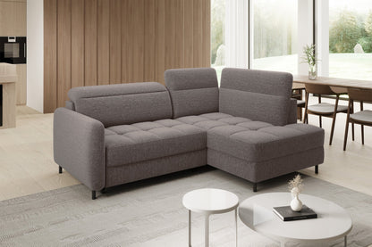 Barea 3 Seater Storage Sleeper Chaise Sofa - Fudge Brown - Couch Potato