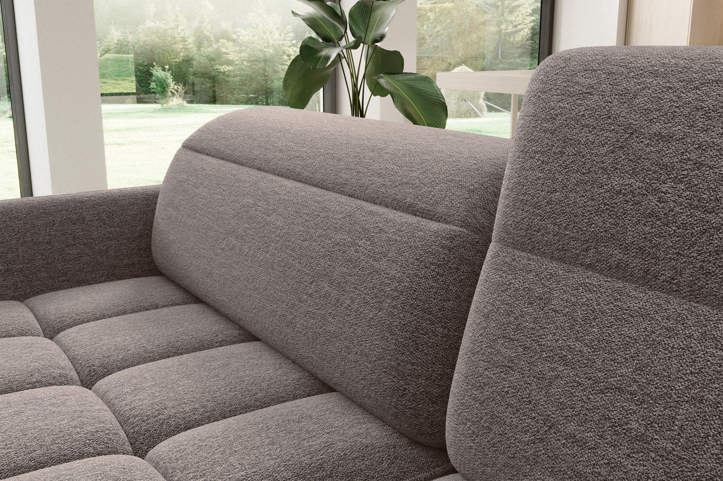 Barea 3 Seater Storage Sleeper Chaise Sofa - Fudge Brown - Couch Potato