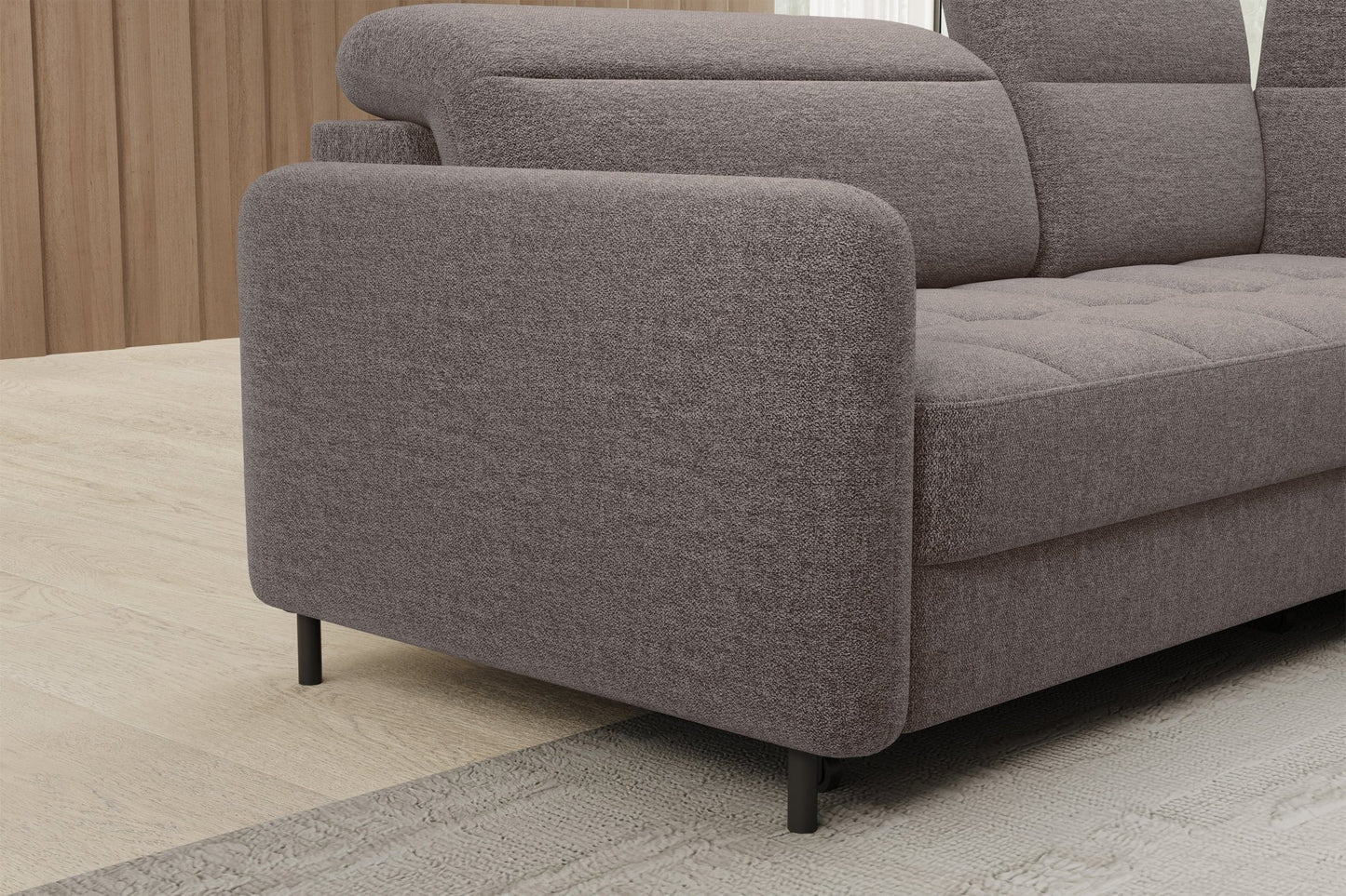 Barea 3 Seater Storage Sleeper Chaise Sofa - Fudge Brown - Couch Potato