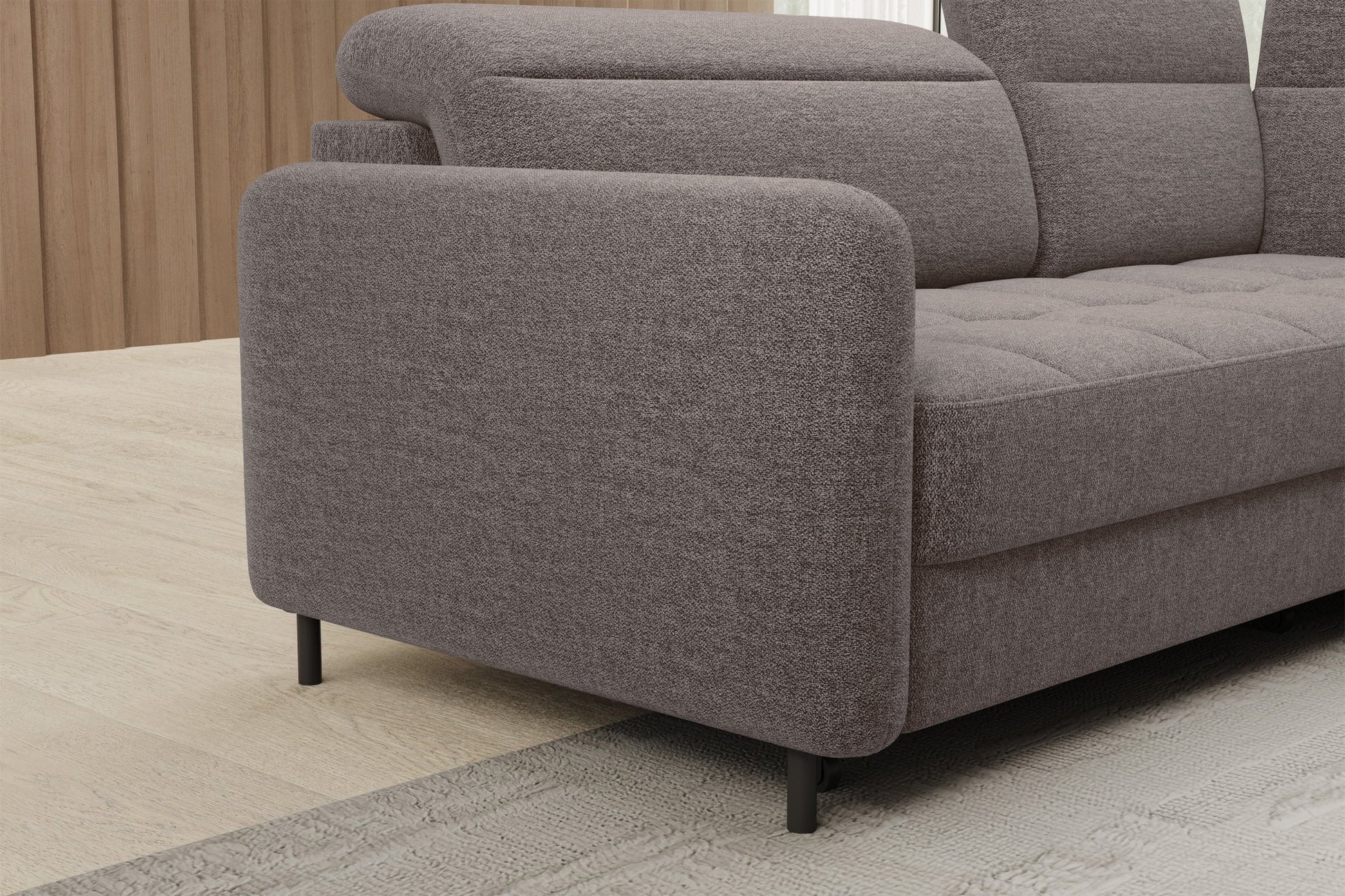 Barea 3 Seater Storage Sleeper Chaise Sofa - Fudge Brown - Couch Potato