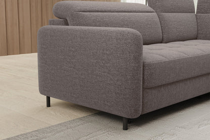 Barea 3 Seater Storage Sleeper Chaise Sofa - Fudge Brown - Couch Potato