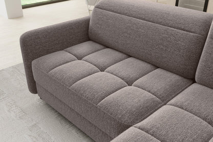 Barea 3 Seater Storage Sleeper Chaise Sofa - Fudge Brown - Couch Potato