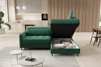 Barea 3 Seater Storage Sleeper Chaise Sofa - Emerald Green - Couch Potato
