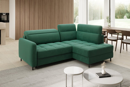 Barea 3 Seater Storage Sleeper Chaise Sofa - Emerald Green - Couch Potato
