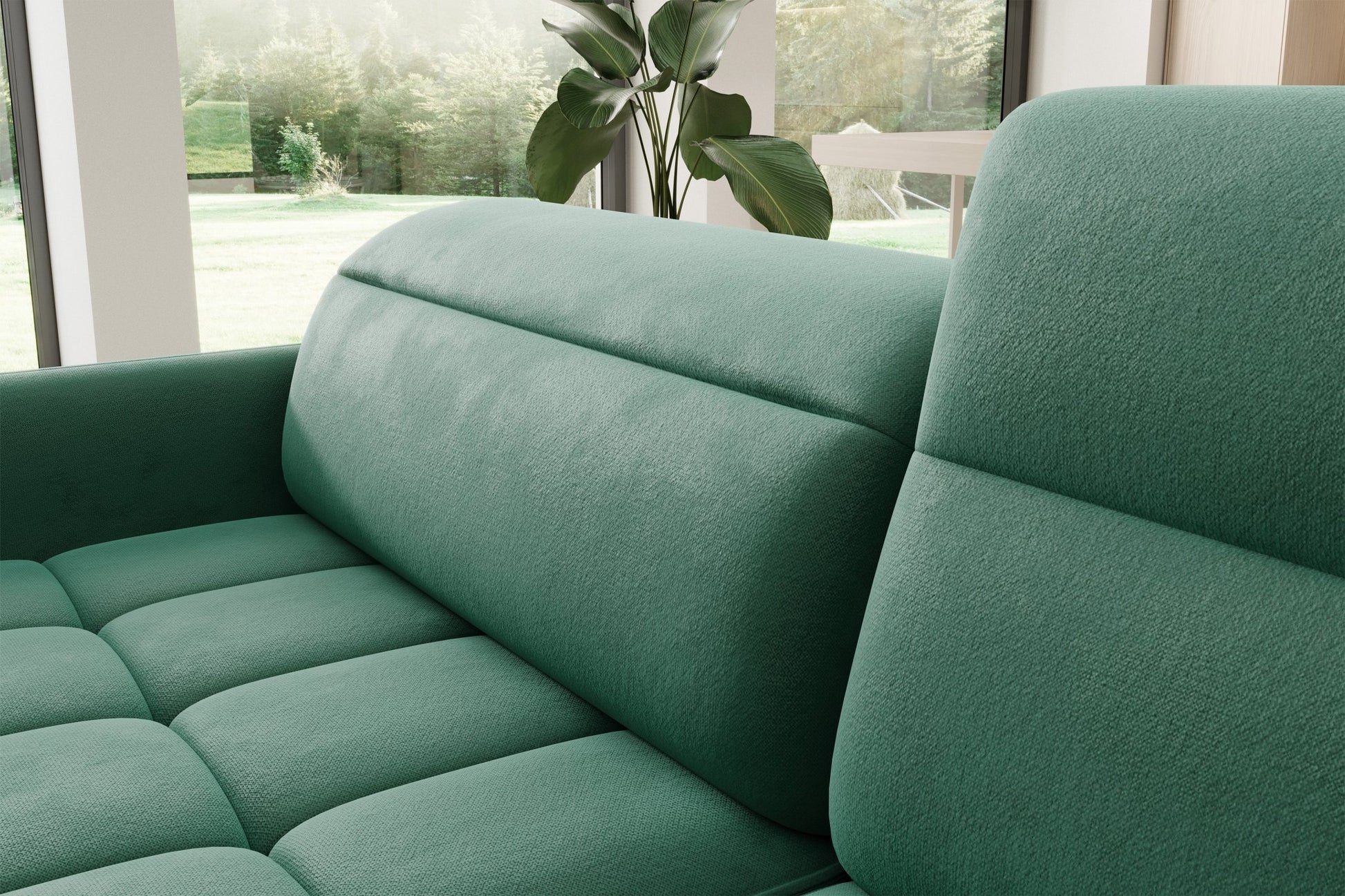 Barea 3 Seater Storage Sleeper Chaise Sofa - Emerald Green - Couch Potato