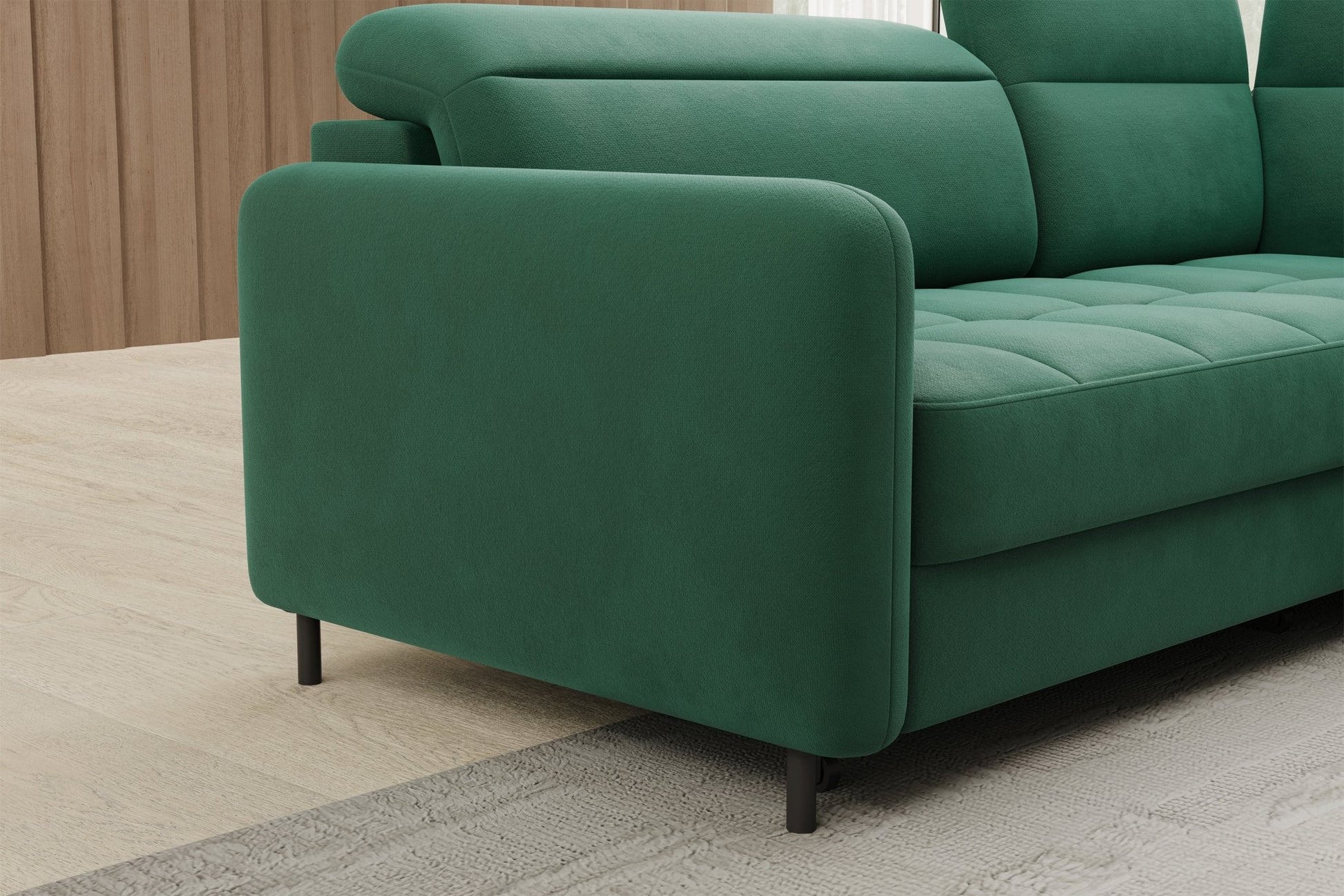 Barea 3 Seater Storage Sleeper Chaise Sofa - Emerald Green - Couch Potato