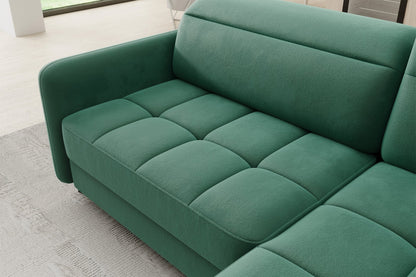 Barea 3 Seater Storage Sleeper Chaise Sofa - Emerald Green - Couch Potato