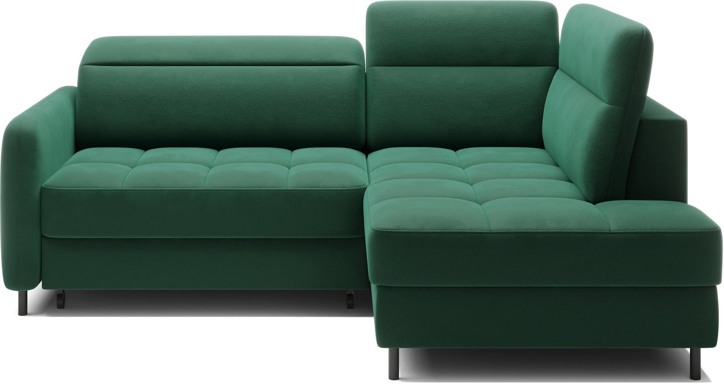 Barea 3 Seater Storage Sleeper Chaise Sofa - Emerald Green - Couch Potato