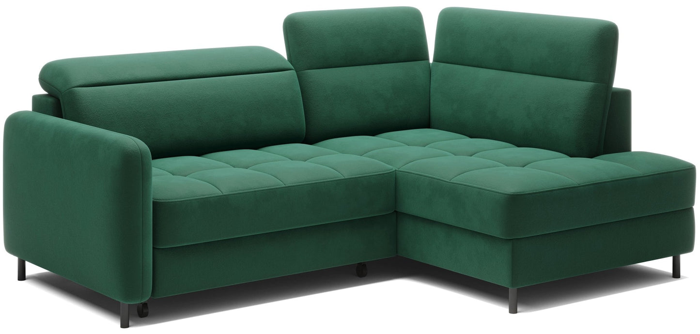 Barea 3 Seater Storage Sleeper Chaise Sofa - Emerald Green - Couch Potato