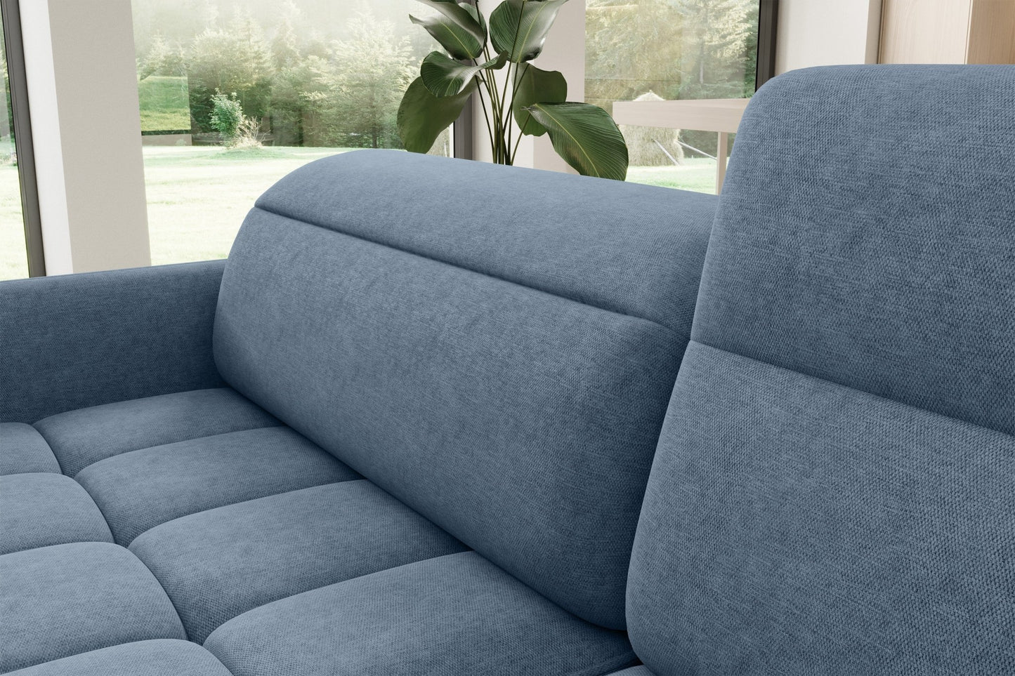 Barea 3 Seater Storage Sleeper Chaise Sofa - Soft Blue - Couch Potato
