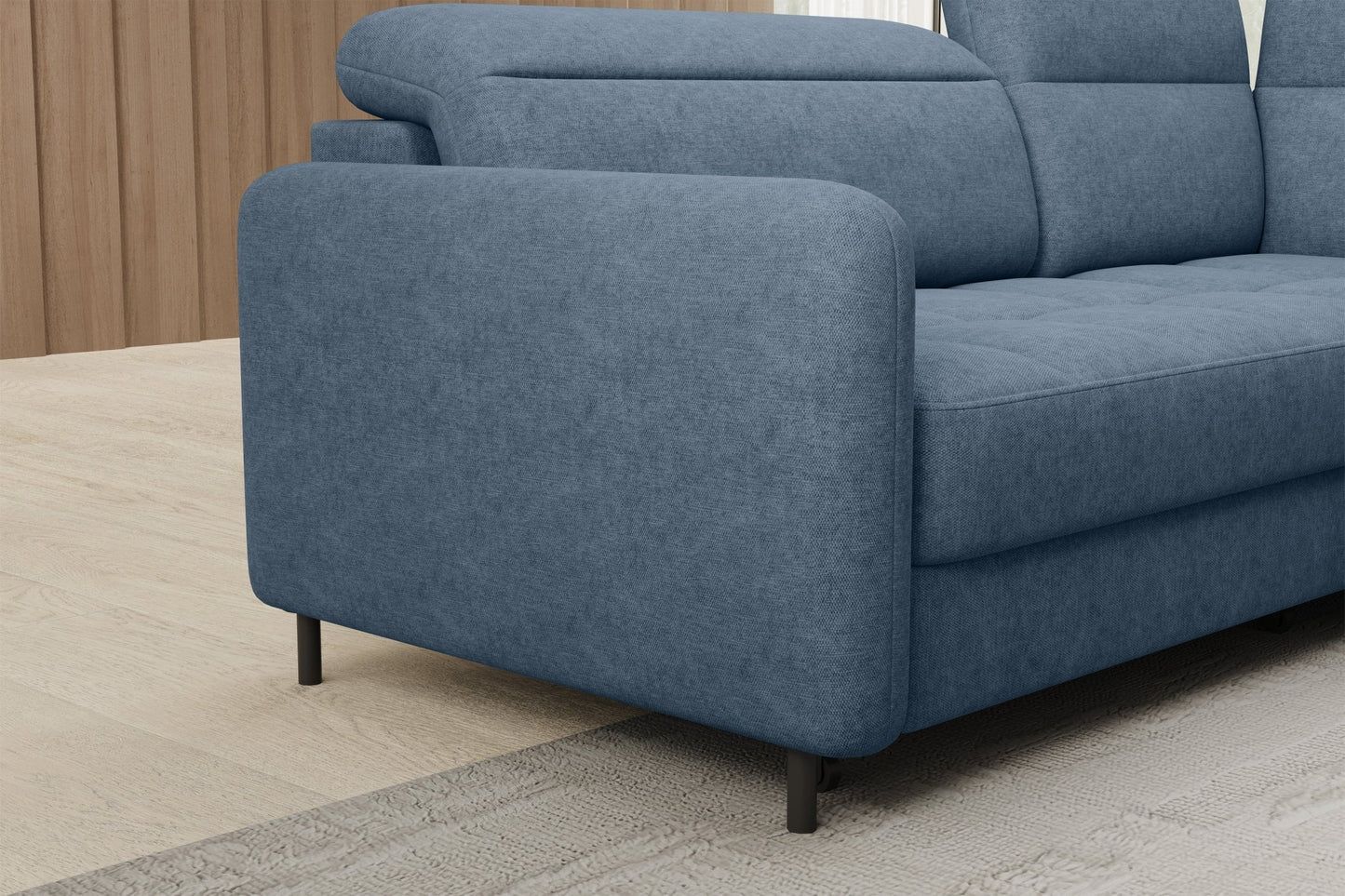 Barea 3 Seater Storage Sleeper Chaise Sofa - Soft Blue - Couch Potato