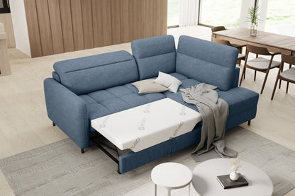 Barea 3 Seater Storage Sleeper Chaise Sofa - Soft Blue - Couch Potato