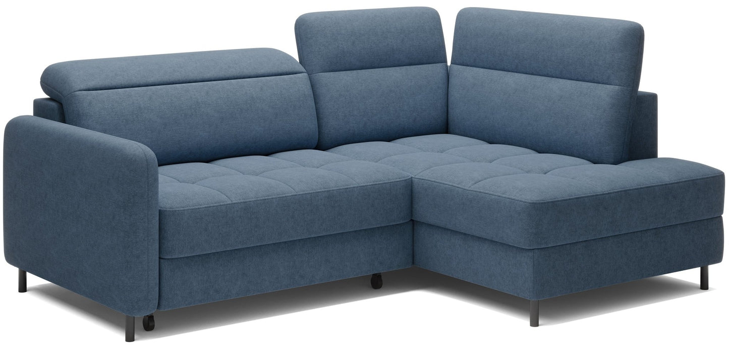 Barea 3 Seater Storage Sleeper Chaise Sofa - Soft Blue - Couch Potato