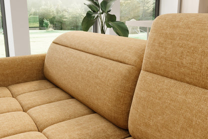 Barea 3 Seater Storage Sleeper Chaise Sofa - Mustard - Couch Potato