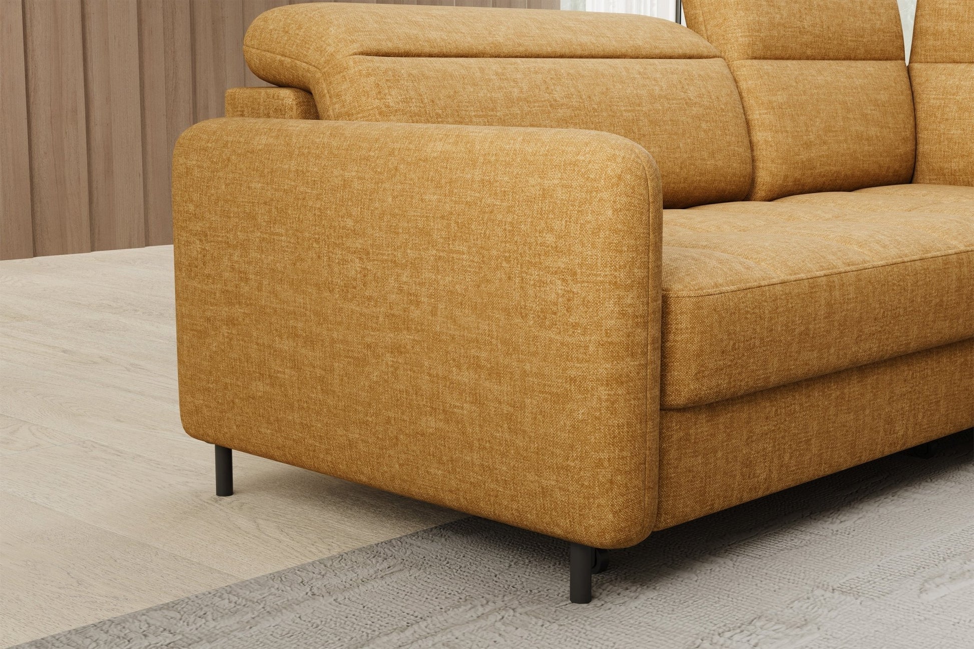Barea 3 Seater Storage Sleeper Chaise Sofa - Mustard - Couch Potato