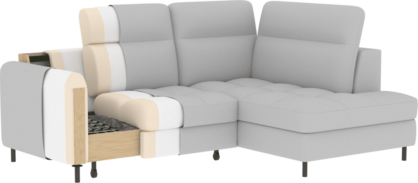 Barea 3 Seater Storage Sleeper Chaise Sofa - Emerald Green - Couch Potato