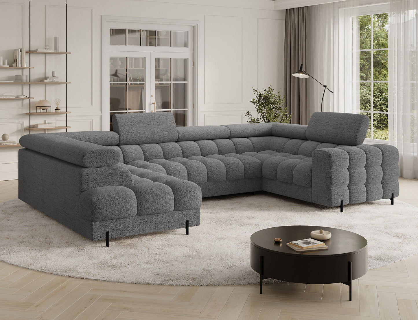 Fectory Sectional Storage Sleeper Chaise Sofa - Grey - Couch Potato