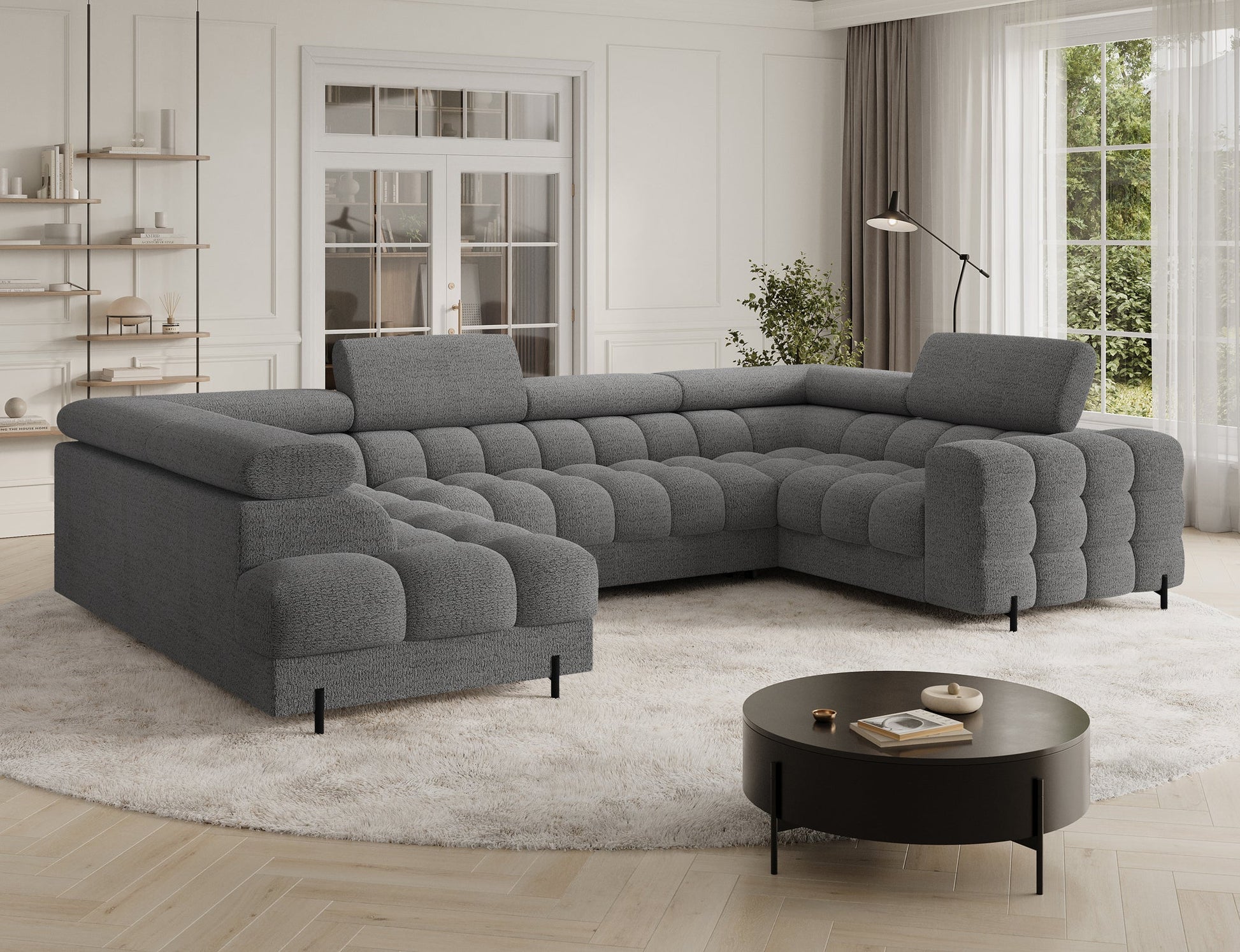 Fectory Sectional Storage Sleeper Chaise Sofa - Grey - Couch Potato