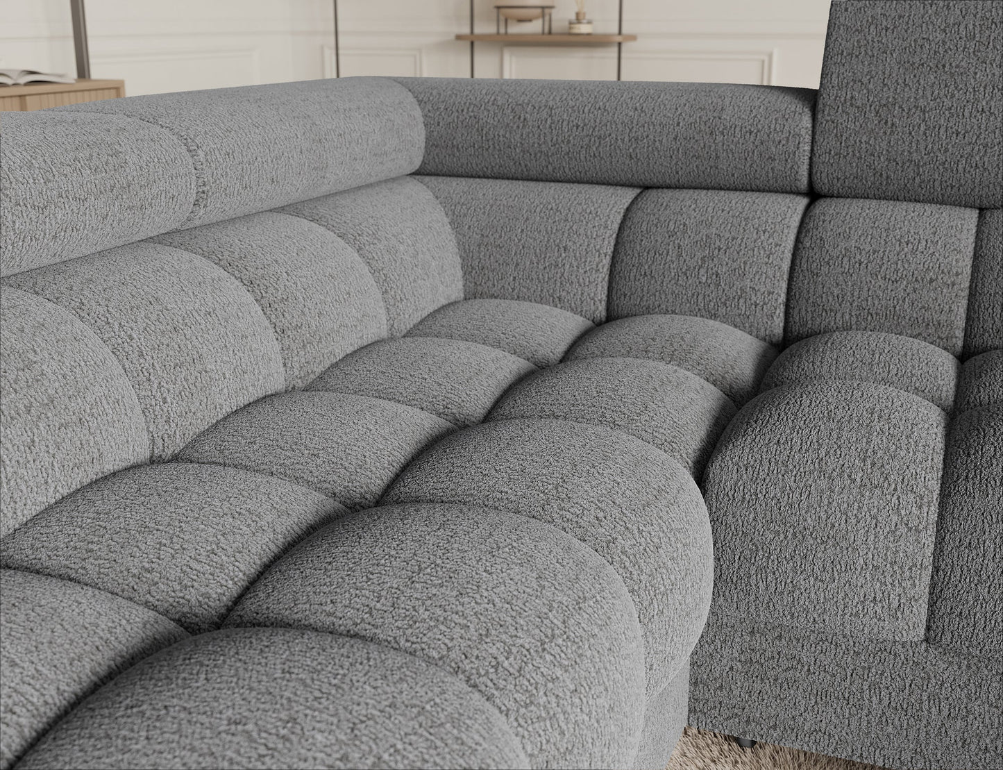 Fectory Sectional Storage Sleeper Chaise Sofa - Grey - Couch Potato