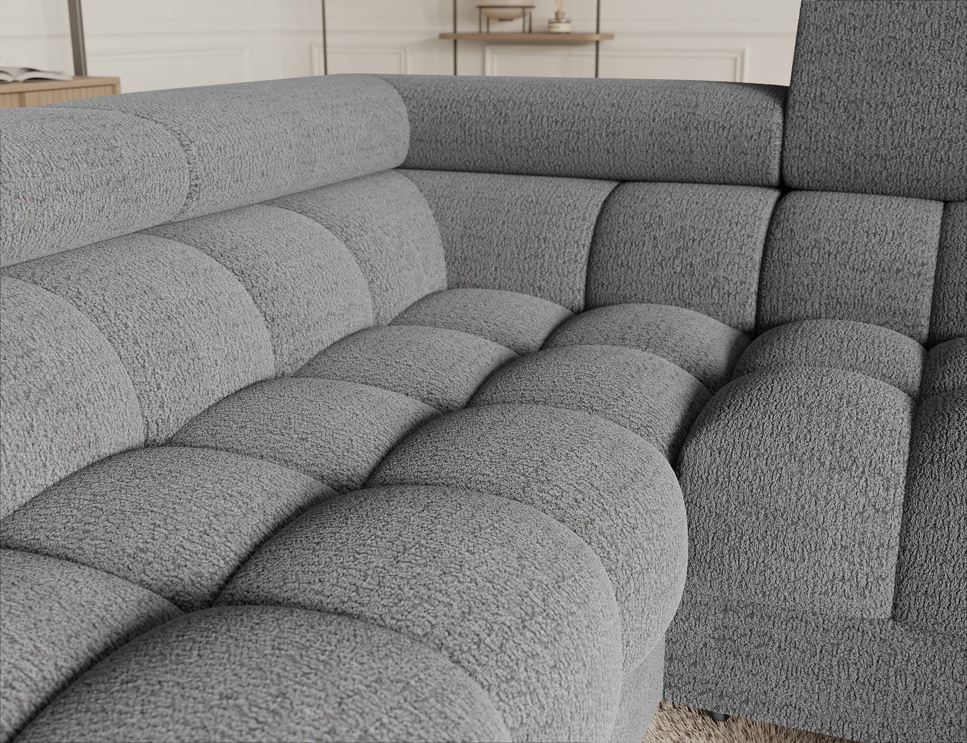 Fectory Sectional Storage Sleeper Chaise Sofa - Grey - Couch Potato
