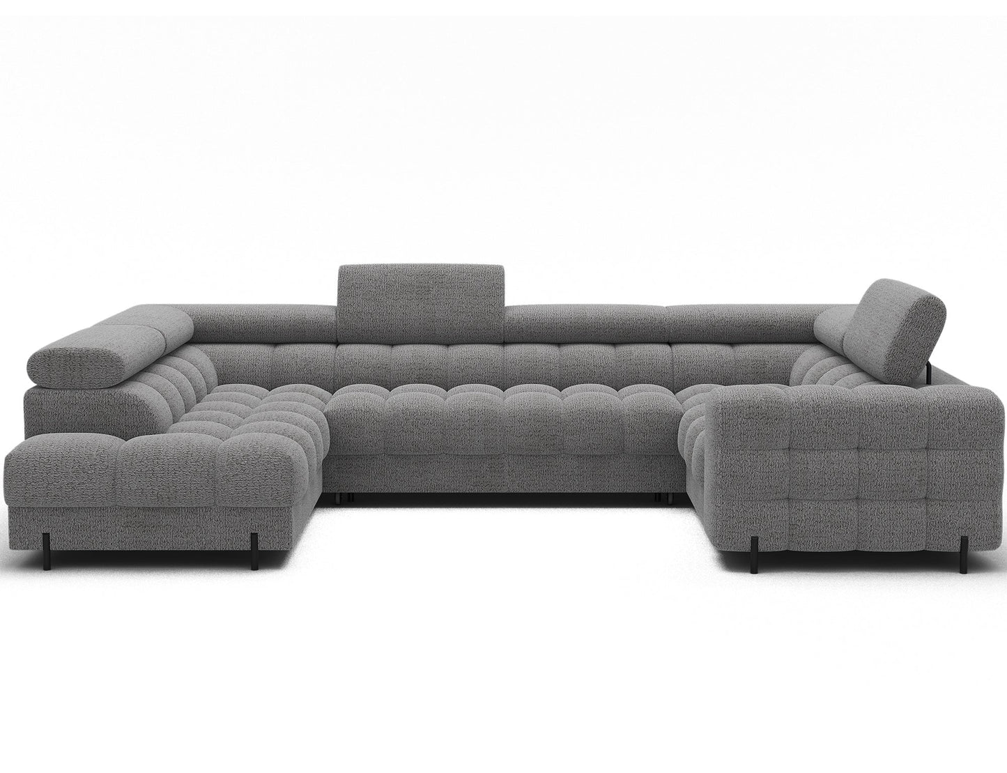 Fectory Sectional Storage Sleeper Chaise Sofa - Grey - Couch Potato
