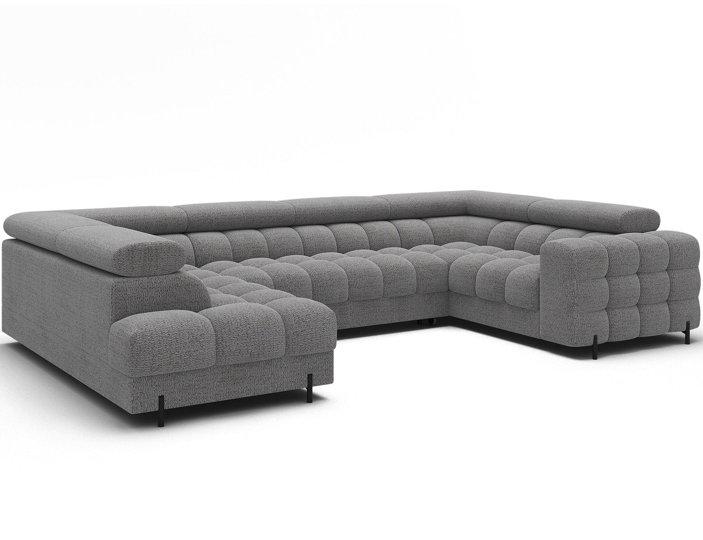 Fectory Sectional Storage Sleeper Chaise Sofa - Grey - Couch Potato