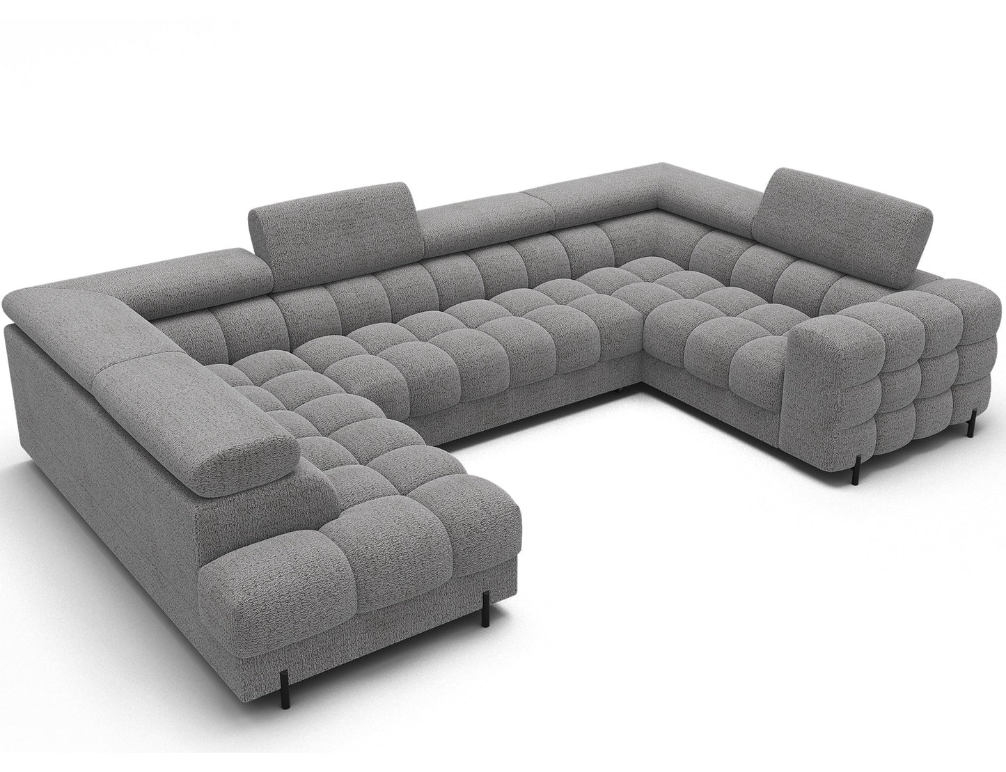 Fectory Sectional Storage Sleeper Chaise Sofa - Grey - Couch Potato