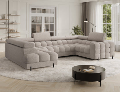 Fectory Sectional Storage Sleeper Chaise Sofa - Beige - Couch Potato