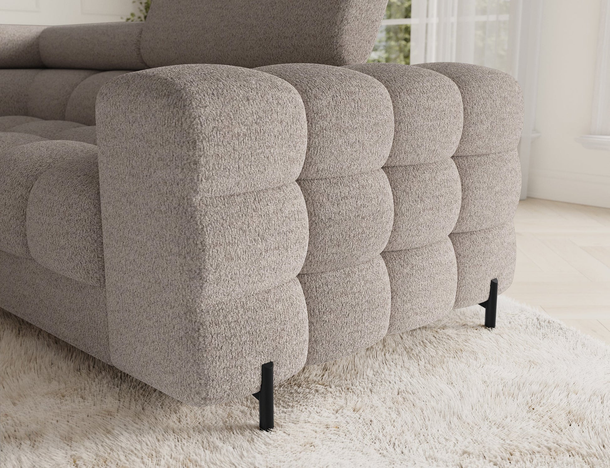 Fectory Sectional Storage Sleeper Chaise Sofa - Beige - Couch Potato