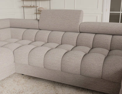 Fectory Sectional Storage Sleeper Chaise Sofa - Beige - Couch Potato