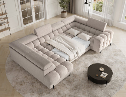 Fectory Sectional Storage Sleeper Chaise Sofa - Beige - Couch Potato