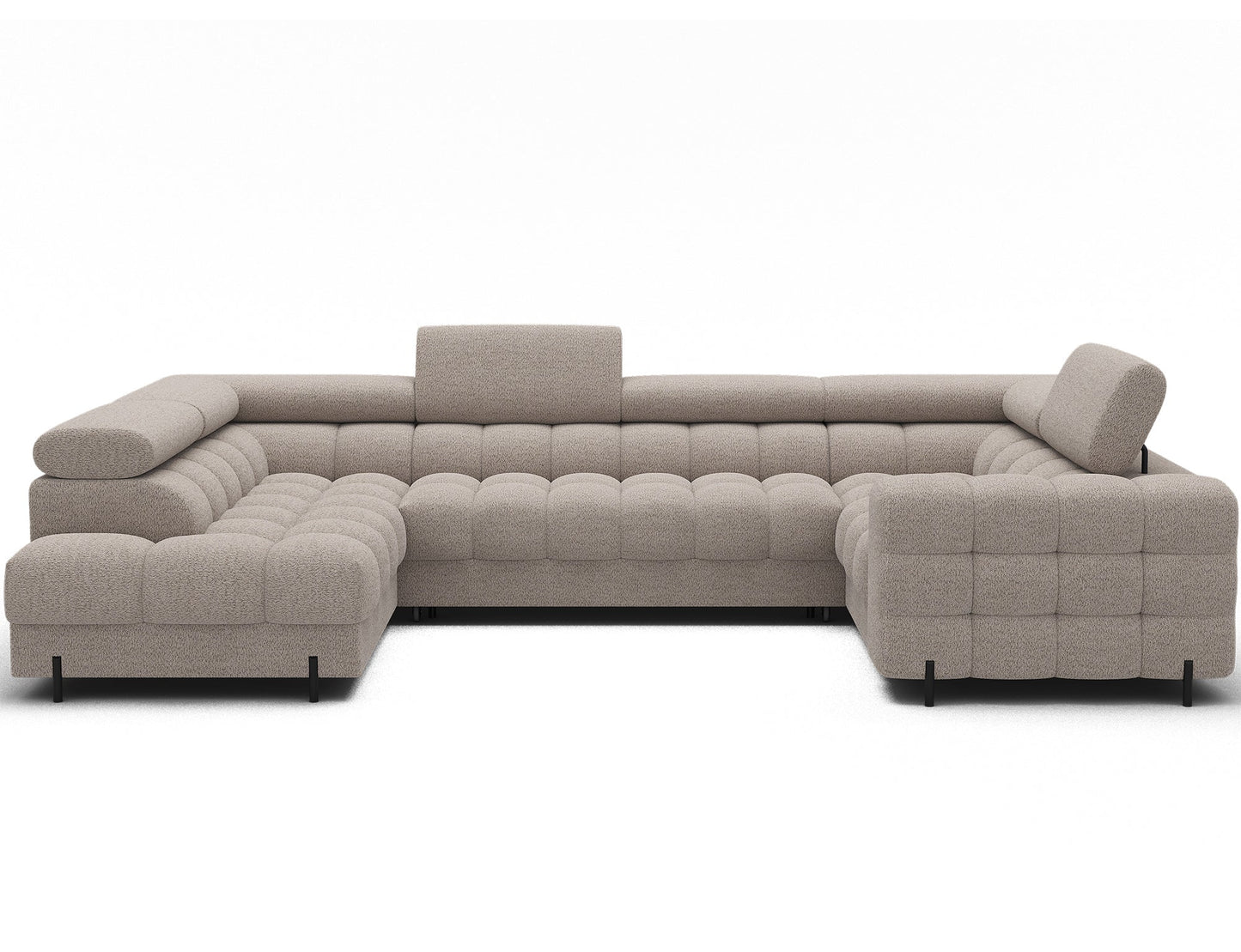 Fectory Sectional Storage Sleeper Chaise Sofa - Beige - Couch Potato