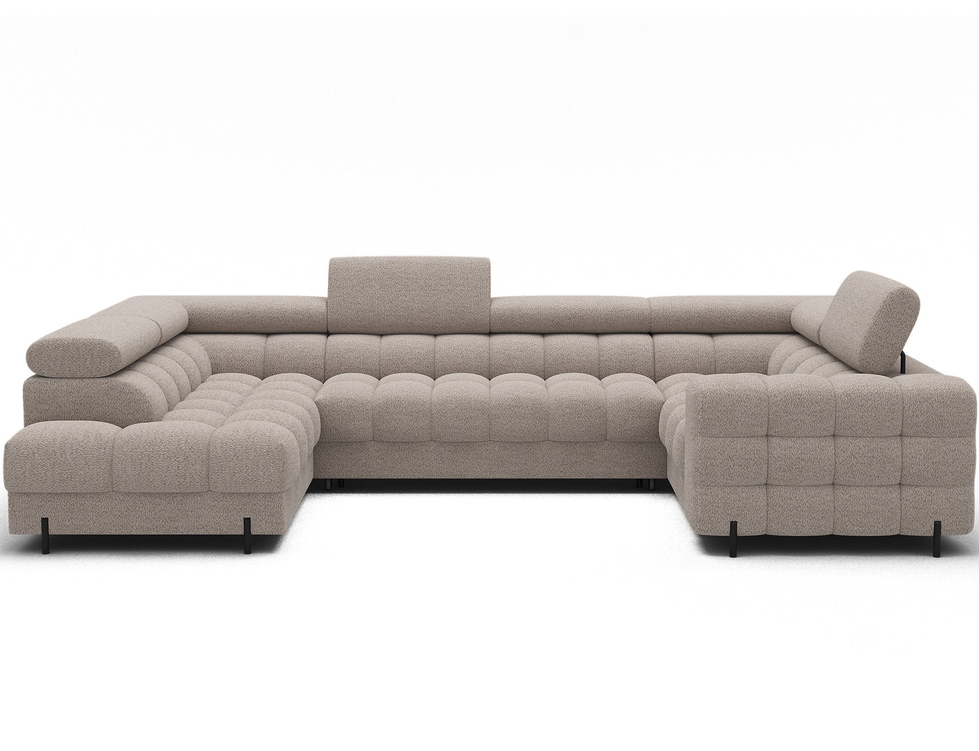 Fectory Sectional Storage Sleeper Chaise Sofa - Beige - Couch Potato