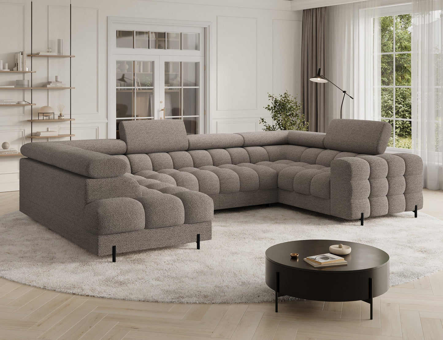 Fectory Sectional Storage Sleeper Chaise Sofa - Taupe - Couch Potato