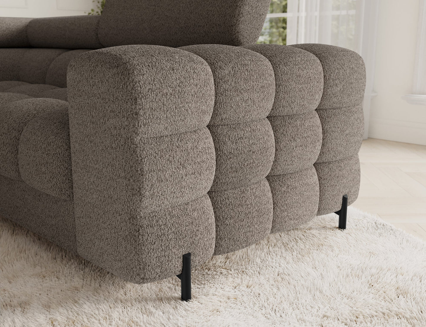 Fectory Sectional Storage Sleeper Chaise Sofa - Taupe - Couch Potato