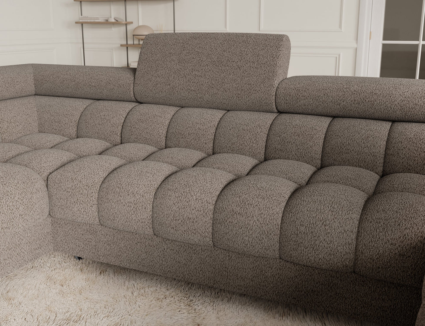 Fectory Sectional Storage Sleeper Chaise Sofa - Taupe - Couch Potato