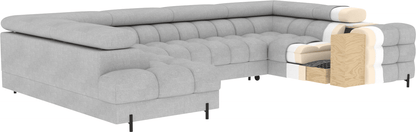 Fectory Sectional Storage Sleeper Chaise Sofa - Taupe - Couch Potato