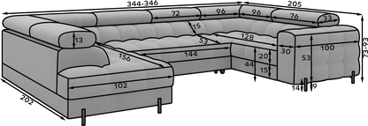 Fectory Sectional Storage Sleeper Chaise Sofa - Beige - Couch Potato