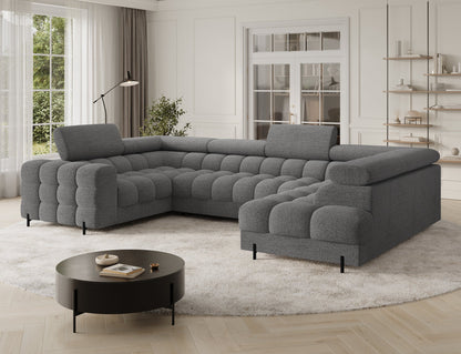 Fectory Sectional Storage Sleeper Chaise Sofa - Grey - Couch Potato