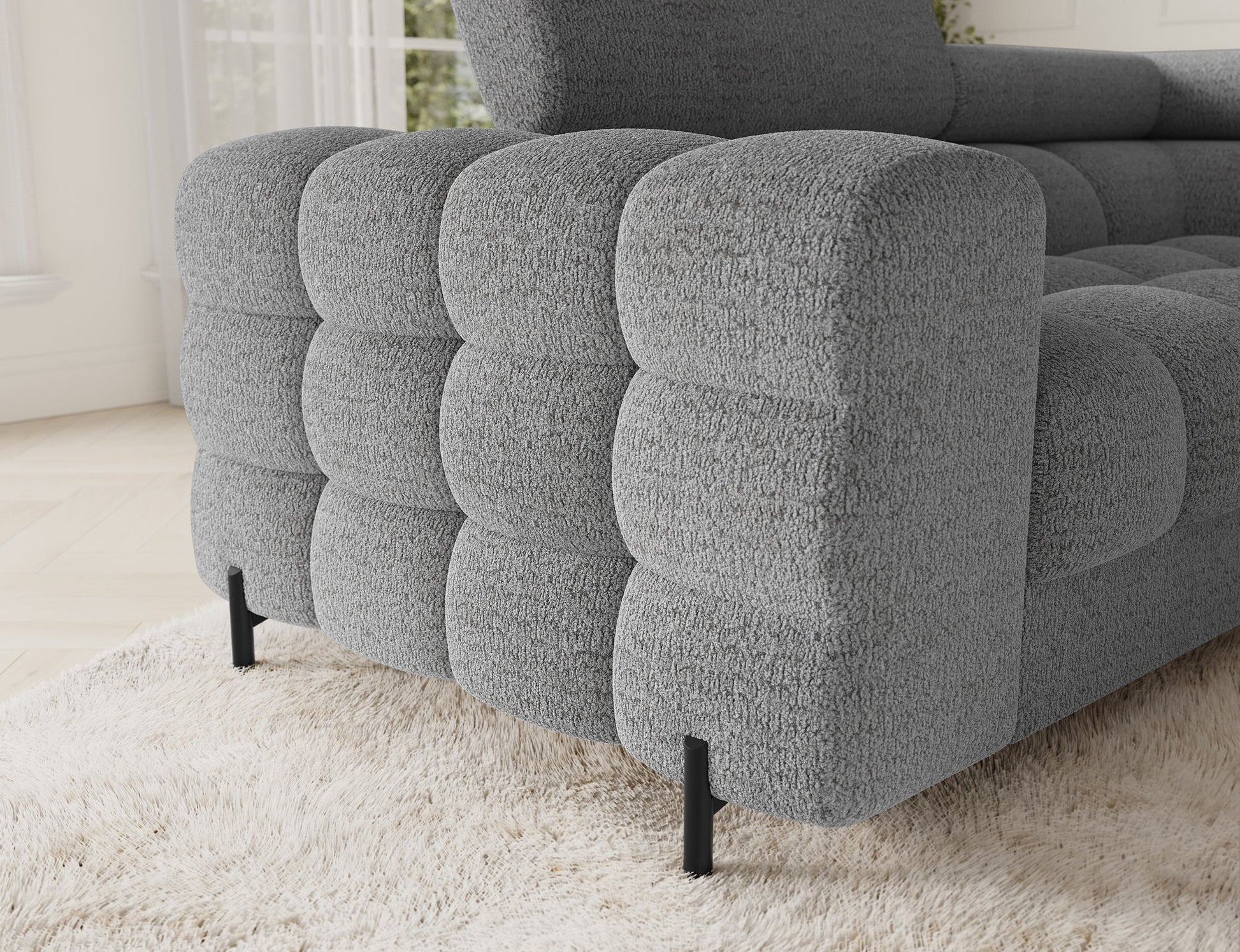Fectory Sectional Storage Sleeper Chaise Sofa - Grey - Couch Potato