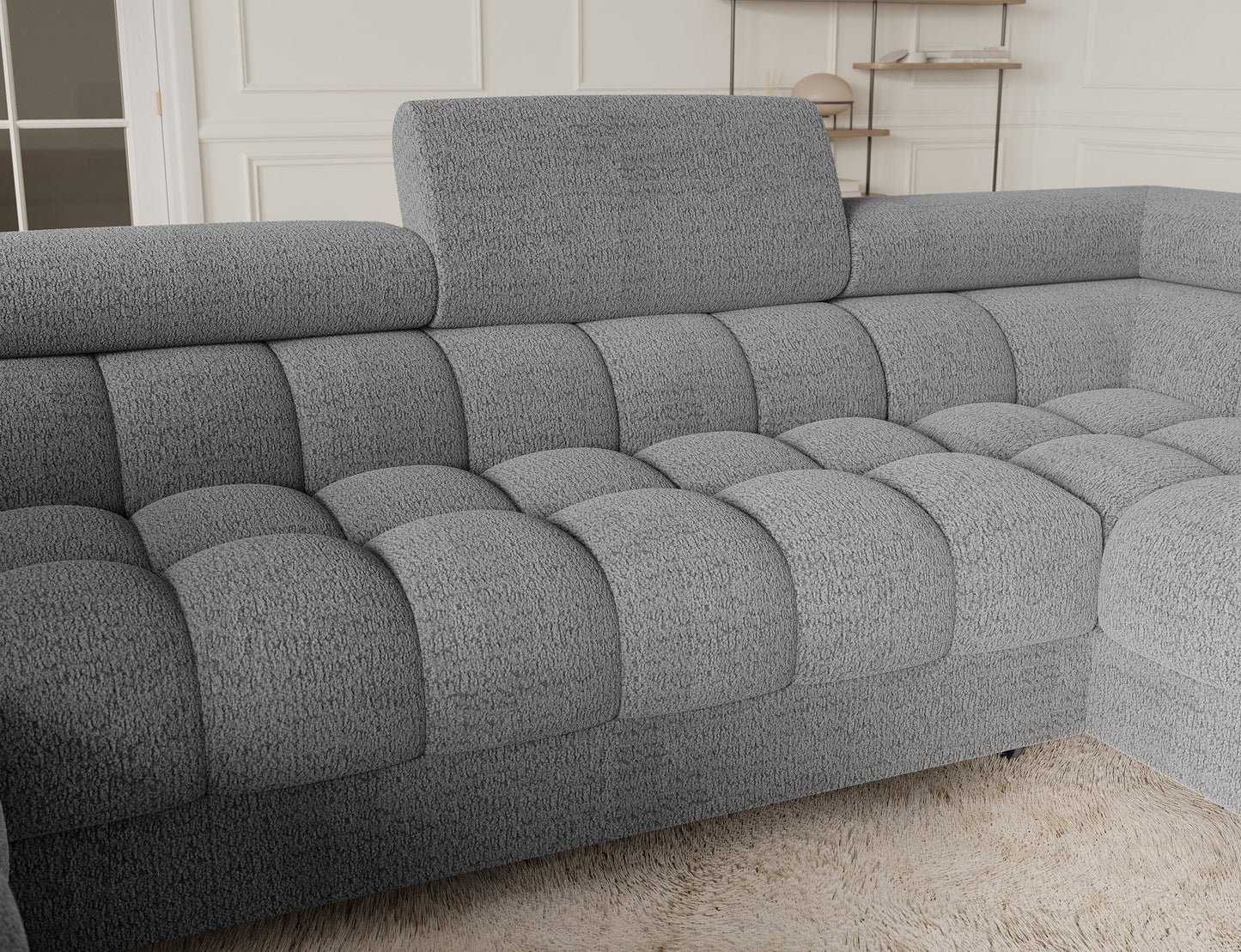 Fectory Sectional Storage Sleeper Chaise Sofa - Grey - Couch Potato