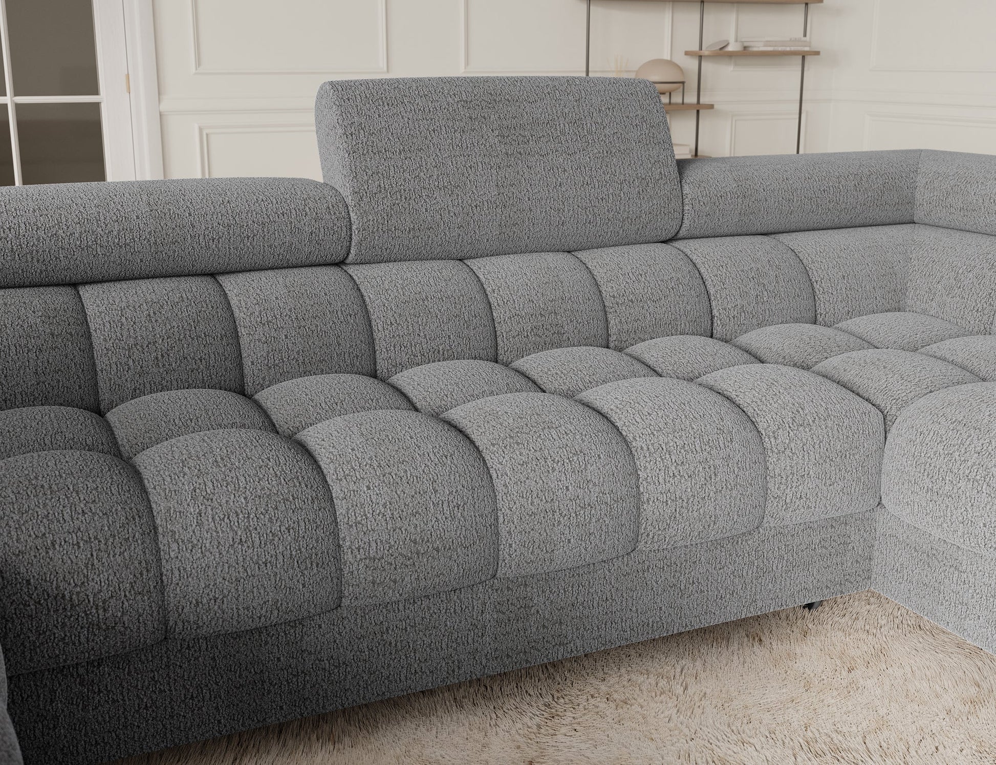 Fectory Sectional Storage Sleeper Chaise Sofa - Grey - Couch Potato
