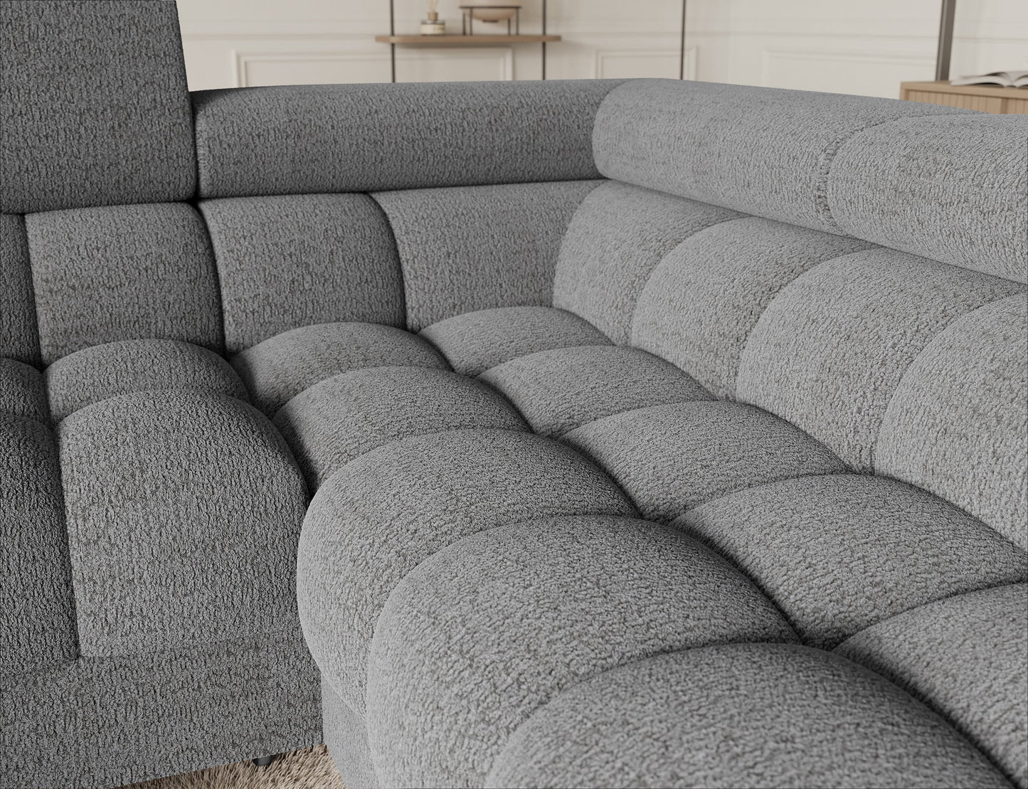 Fectory Sectional Storage Sleeper Chaise Sofa - Grey - Couch Potato
